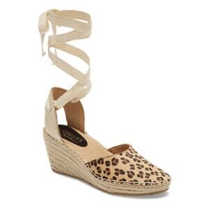 Coconuts By Matisse Lace Up Wedge Shoes Womens 7 Leopard Print NWOT